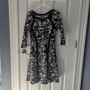 Taylor Black and Cream Patterned Top